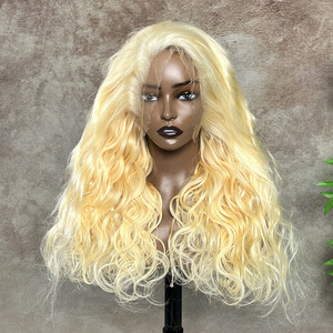Perruque en cheveux humains ondulés 13x6 HD Lace Front, blonde 613, fabriquée à la machine, 20 pouces, vente en gros - Product Image 4