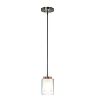 Lámpara Colgante Moderna ETL de Níquel Cepillado Ajustable con Doble Cristal, Mini Lámpara Colgante para Mesa de Comedor, Isla de Cocina, Barra