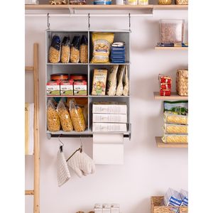 Hanging Closet Organizer 6 Section Fabric <b>Storage</b> With Metal Rod For Bedroom Clothing Organization Foldable Rectangular Design - Product Image 6