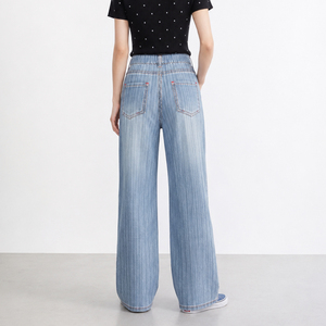 Women's High Quality Miyake Eco-Friendly Pleated Wide Leg Pants <b>Jeans</b> Loose High <b>Waist</b> <b>Elastic</b> Comfortable Painted Casual Pants - Product Image 5