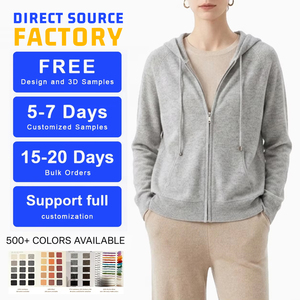 <span class=keywords><strong>Cardigan</strong></span> <span class=keywords><strong>con</strong></span> Cappuccio e Zip in Cashmere 100% della Mongolia Interna, 12GG, Giacca Lavorata a Maglia di Lusso per <span class=keywords><strong>Donna</strong></span>, Maglione Minimalista Senza Tempo - Product Image 1