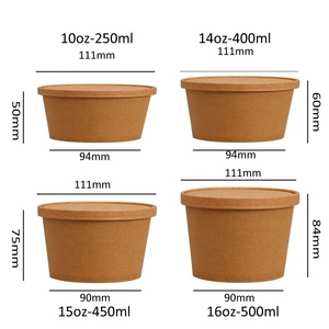 Biodegradable Takeout Takeaway Lids Disposable Kraft <strong>Paper</strong> Hot Sale in the <strong>USA</strong> Market Food Soup Storage <strong>Cups</strong> Bowls Containers - Product Image 1