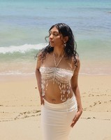 Top de bikini tendance en perles de luxe pour festival, bijoux de corps, haut de club