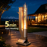 Chauffe-terrasse extérieur au granulés de bois en acier inoxydable HJ01 - Chauffage efficace, style luxueux, portable, durable et facile à assembler