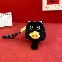 Niedliches Plüschtier Glückskatze Schlüsselanhänger 3D Weiche Flauschige Puppe Maneki Neko Glücksbringer Taschenanhänger Plüsch-Schlüsselkette