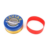 Boîte en métal de luxe personnalisée pour caviar avec bande, 100g 125g 250g 500g, ronde, de qualité alimentaire