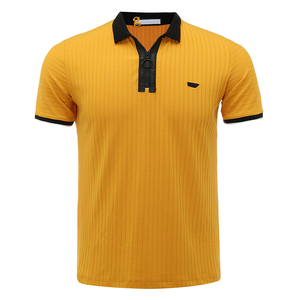 Bán Buôn Sang Trọng Thiết Kế Mới Người Đàn Ông Dây Kéo Logo Cổ Áo Sơ Mi Tùy Chỉnh Logo Polo Áo Sơ Mi Sọc Cotton Tốt T-Shirt - Product Image 2