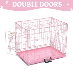 Cage pliable en métal rose pour animaux de compagnie, chenil pour chien, grande cage pour chien - Product Image 4