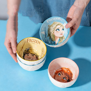 Set di 4 Ciotole in Ceramica <span class=keywords><strong>Frozen</strong></span> con <span class=keywords><strong>Elsa</strong></span>, <span class=keywords><strong>Anna</strong></span> <span class=keywords><strong>e</strong></span> Olaf, Stoviglie per Bambini, Ciotole per Cena in Famiglia, Confezione Regalo - Product Image 4
