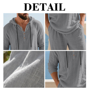 Ensemble décontracté KingSen pour homme : sweat à capuche respirant et léger à manches longues et pantalon large – Tenue deux pièces - Product Image 6