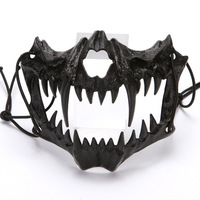 Masque de squelette 3D demi-visage en plastique pour Halloween, accessoires amusants pour performance, déguisement de dieu dragon, Yaksha, loup humain - Vente en gros