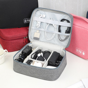 Digital Accessory Storage Bag <b>Rectangle</b> Gray Travel Organized Cable Charger Earphone Holder For Trip - Product Image 1