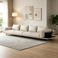 Ensemble canapé-lit moderne et confortable en cuir véritable, design carré, rembourrage en éponge, écologique et durable pour les réunions de famille et le confort quotidien