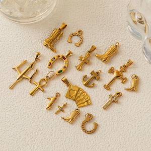 Hoàng đạo, thiên & Biểu tượng tâm linh | 18K PVD vàng thép không gỉ quyến rũ | ngôi sao, mặt trăng, mặt trời, Hamsa & mặt dây mắt ác cho tự làm - Product Image 3