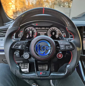 Volante de Fibra de Carbono Estilo PerformanceRS Negro con Costuras Rojas Multifunción con Levas de Cambio para <span class=keywords><strong>Audi</strong></span> - Product Image 1