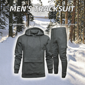 ชุดวอร์มแฟชั่นใหม่กันลมสำหรับฤดูหนาว ชุดลำลองผู้ชาย เสื้อฮู้ดออกกำลังกาย ชุดกีฬาวิ่ง - Product Image 2