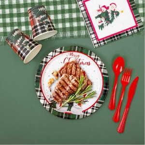 DAMAI in Stock Christmas Paper Plates and Napkins Sets for 24 Guests Christmas Dinnerware Disposable Paper Plates Napkins Cups - Product Image 6