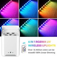 Projecteur LED Par Slim à Batterie IP33 Ra90 CRI 6x18W RGBWA+UV 6-en-1 avec Contrôle DMX Sans Fil et Application WiFi pour Éclairage d'Ambiance de Mariage