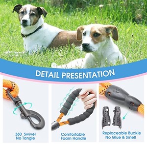 Guinzaglio per cani leggero cintura per animali altamente riflettente, anti-avvolgimento ed estensibile, adatto a vari tipi di cani - Product Image 6