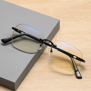 Rimless Progressive Multifocus Reading Glasses Photochromic Transition <strong>Sunglasses</strong> Sun <strong>Readers</strong> Blue Light Blocking Eyewear - Product Image 3
