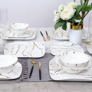 Service de table de mariage de style royal en céramique blanche marbrée pour 6 personnes - Product Image 2
