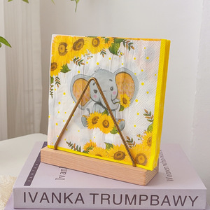 Elephant Themed Disposable Paper Napkins 330mm Party Supplies With Sunflower Design 20 Sheets Per Pack - Product Image 5