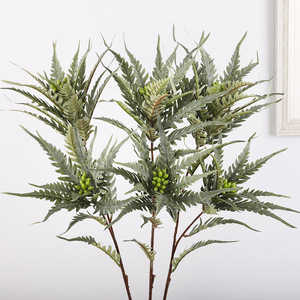 Planta Artificial de Helecho de 2 Ramas, Flor de Seda, Decoración de Interiores, Estilo Bonsái, Follaje Verde - Product Image 1