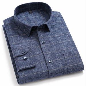 <span class=keywords><strong>Chemise</strong></span> slim en flanelle à carreaux décontractée à manches longues en coton pour hommes - Product Image 2