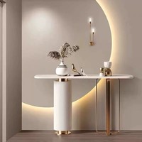 Console de style nordique italien, luxe léger, en métal, avec plateau en dalle de pierre, meuble d'entrée décoratif haut de gamme, simple et moderne, facile à assembler