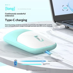 New Multi-color Blue Tooth Rechargeable Wireless Mouse, Silent Portable Office Mice for Girls Laptop <b>Desktop</b> Computer - Product Image 4