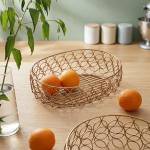 Round Metal <b>Storage</b> <b>Basket</b> Minimalist Design Kitchen Fruit Holder Durable Welded Wire <b>Mesh</b> Single Tier - Product Image 6