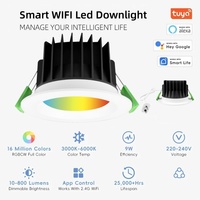 Fête intelligente RVB APP télécommande LED downlight maison dimmable cct intérieur encastré intelligent plafond lumières vers le bas
