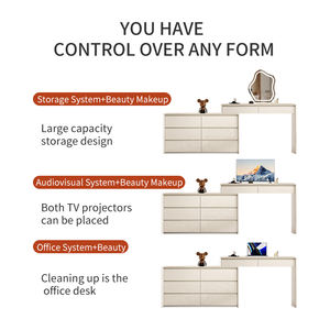 Moderno stile semplice camera da letto mobili bianco toletta con specchio illuminato e sgabello in legno per la decorazione della casa - Product Image 6