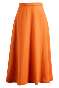 Women's Orange A-Line <b>Chiffon</b> Mid-Calf <b>Skirt</b> Natural Waist Minimalist Style All Seasons Wear - Product Image 3