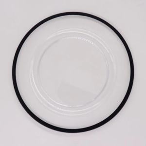 Sottopiatto in Vetro Trasparente BST da 13 Pollici con Bordo Nero per Decorazione Tavola da Matrimonio - Product Image 1