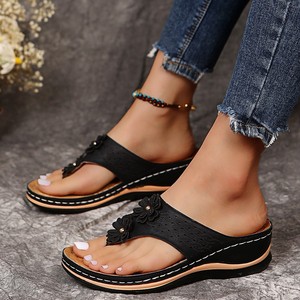 Nuovi <span class=keywords><strong>Sandali</strong></span> Estivi da <span class=keywords><strong>Donna</strong></span> con Plateau Grande, Design Floreale, Scarpe Casual Slip-on - Product Image 2