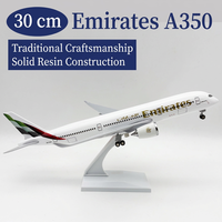 Modèle d'avion Emirates A350 de 30 cm, avion de passagers Airbus, modèle en résine solide, objet de collection