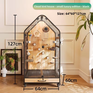 Jaula de Lujo Grande de Madera para Pájaros, Aviario Tipo Villa para Interiores, Casa de Vuelo para Loros con Perchas y Bandeja - Product Image 3