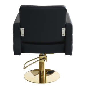 Chaise de salon en cuir noir avec base en acier inoxydable doré, couleur personnalisable, hauteur réglable, chaise de barbier pour école de coiffure - Product Image 3