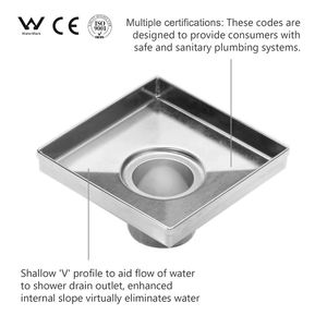 <span class=keywords><strong>Grille</strong></span> <span class=keywords><strong>de</strong></span> drain en acier inoxydable 304 carrée pour douche, salle <span class=keywords><strong>de</strong></span> bain, sous-<span class=keywords><strong>sol</strong></span>, hôtel, 100x100x18mm, luxe moderne - Product Image 3