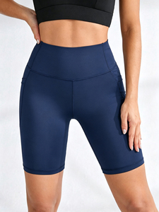 Women's High Waist <b>Plaid</b> Pattern Breathable Spandex/Polyester Sport <b>Shorts</b> with Four-Way Stretch Elastic Waistband for Yoga Gym - Product Image 6