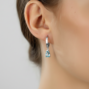 Azuris Fine Dangle Earrings 925 Sterling Silver Drop Stone Style Hecho en Turquía - Product Image 2