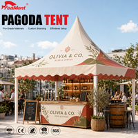 Tente Pagode FEAMONT 3x3m à Toit Haut, Imperméable en PVC, pour Restauration Extérieure, Café, Bistro, Zone Hôtelière, Marché Australien