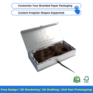 Sac en papier et boîte d'emballage haut <span class=keywords><strong>de</strong></span> gamme écologiques pour perruques, avec feuille d'or et doublure en éponge imperméable UV <span class=keywords><strong>de</strong></span> 2 mm, pour la vente au détail <span class=keywords><strong>de</strong></span> marques <span class=keywords><strong>de</strong></span> perruques - Product Image 2