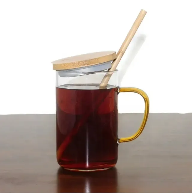 2024 новый стиль, высокая боросиликатная термостойкая бамбуковая крышка, чашка для питья с ручкой и крышкой
