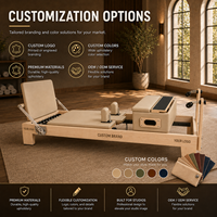 Reformer de Pilates Profesional y Duradero de Madera de Roble, Plegable, Ajustable, Portátil para el Hogar