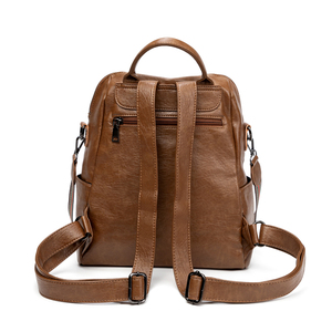 Borse alla moda per <span class=keywords><strong>donna</strong></span> <span class=keywords><strong>zaino</strong></span> da <span class=keywords><strong>donna</strong></span> con tracolla in <span class=keywords><strong>pelle</strong></span> PU di alta qualità con cerniera di moda retrò - Product Image 2