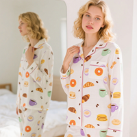 Ensemble de pyjamas pour femmes en coton imprimé, collection Printemps-Été, pour la maison et le confort, échantillon disponible