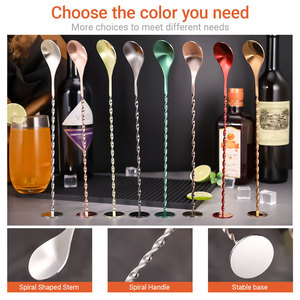 28 Cm Trộn Thanh Thìa Phẳng Dưới Cocktail Trộn Khuấy Thép Không Gỉ Bartender Bộ Dụng Cụ Thanh Công Cụ Uống Khuấy Cho Pha Trộn - Product Image 5