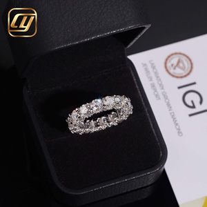 Anillo de Eternidad de Plata de Ley 925 con Diamantes Cultivados en Laboratorio, Corte Redondo, Bajo MOQ, Anillo Completo para Mujer, Venta Directa de Fábrica - Product Image 1